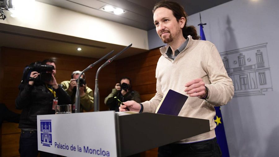 Iglesias, durante su comparecencia en La Moncloa.