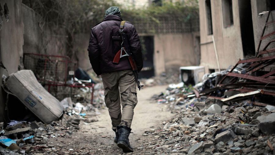 Combatiente en Damasco (Siria)