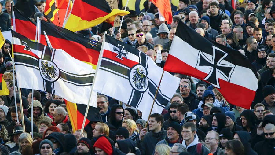 Manifestación anti-inmigración en Colonia del grupo islamófobo ultraderechista PEGIDA