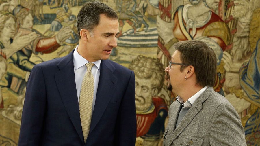 El rey recibe en el Palacio de la Zarzuela al portavoz de En Comú Podem, Xavier Domenèch