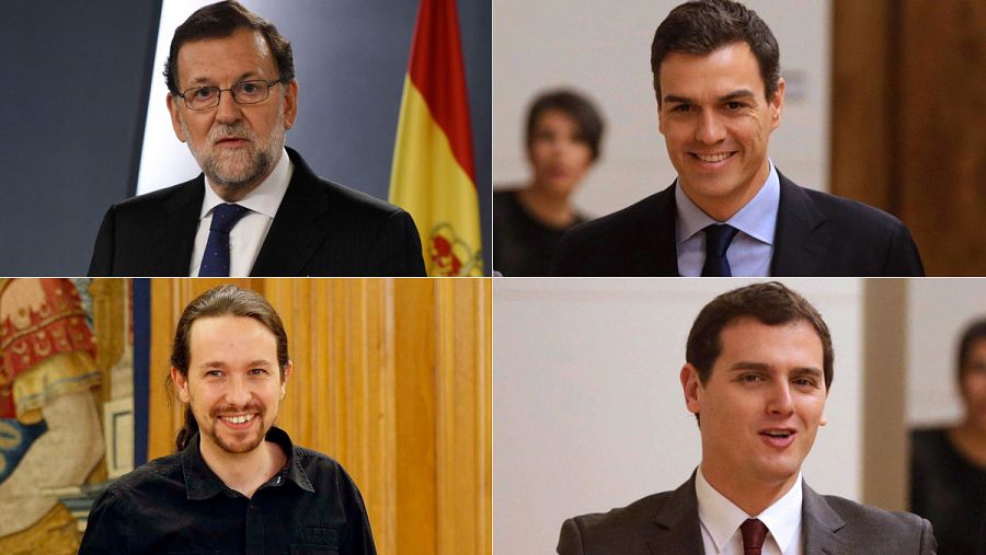 Mariano Rajoy (PP), Pedro Sánchez (PSOE), Pablo Iglesias (Podemos) y Albert Rivera (Ciudadanos)