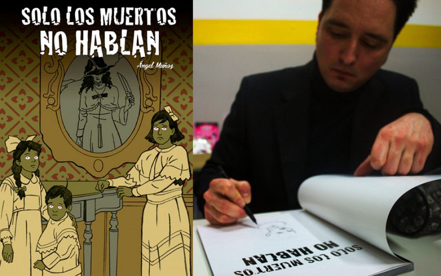 Portada de 'Solo los muertos no hablan' y fotografía de su autor, Ángel Muñoz