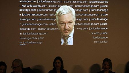 Julian Assange, fundador de Wikileaks, comparece en videoconferencia desde la embajada ecuatoriana en Londres