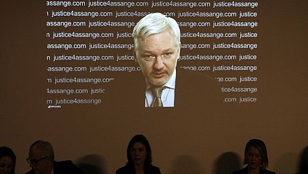 Julian Assange, fundador de Wikileaks, comparece en videoconferencia desde la embajada ecuatoriana en Londres