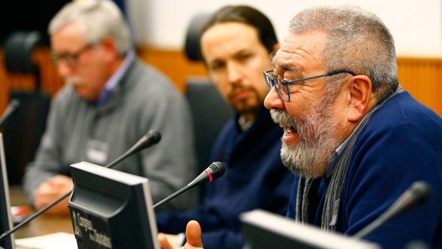 Reunión de Iglesias con los secretarios generales de CC.OO y UGT.