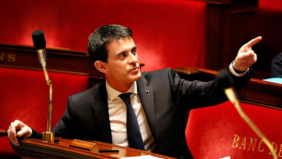 El primer ministro francés, Manuel Valls, en la Asamblea Nacional
