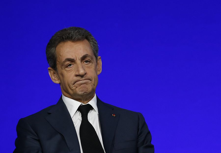 El expresidente francés Nicolas Sarkozy, durante un acto de su partido en París este mes de febrero