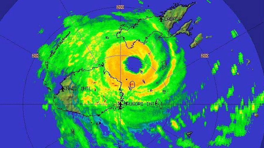Imagen por satélite del ciclón Winston sobre el archipiélago Fiji, tomada el 20 de febrero