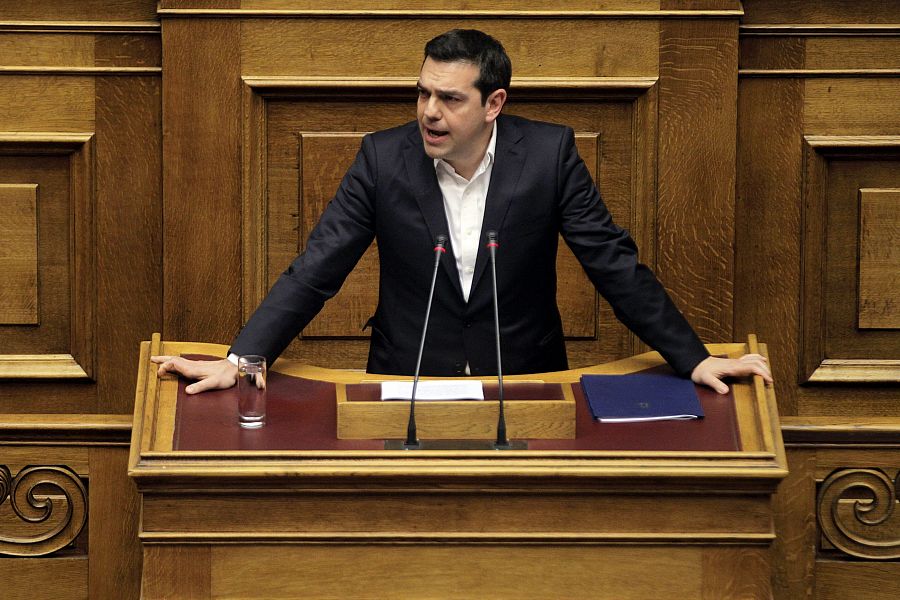 El primer ministro griego, Alexis Tsipras, en su intervención ante el Parlamento