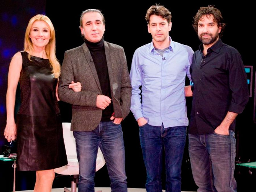 Cayetana con Eduardo Noriega, el director Mateo Gil, y el guionista Miguel Barrios