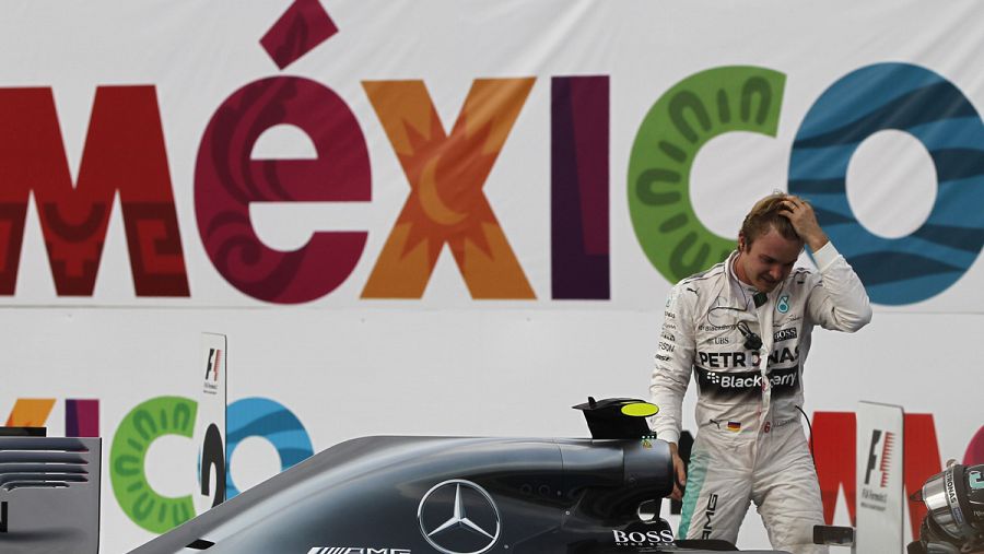 Nico Rosberg celebra su victoria en el Gran Premio de México de Fórmula Uno
