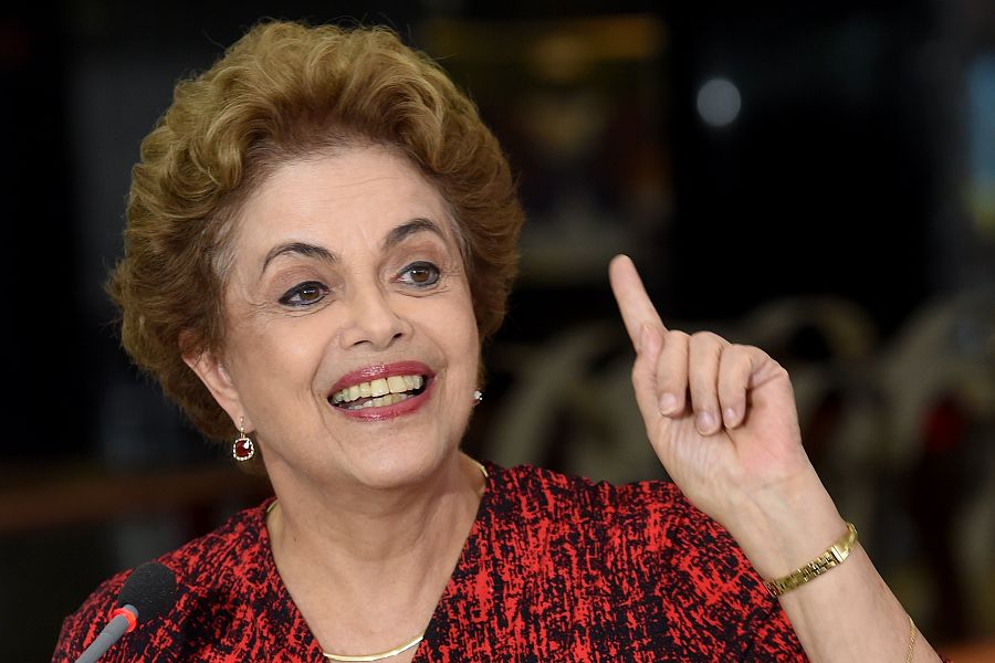 La presidenta de Brasil, Dilma Rousseff, en la rueda de prensa celebrada en el palacio de Planalto