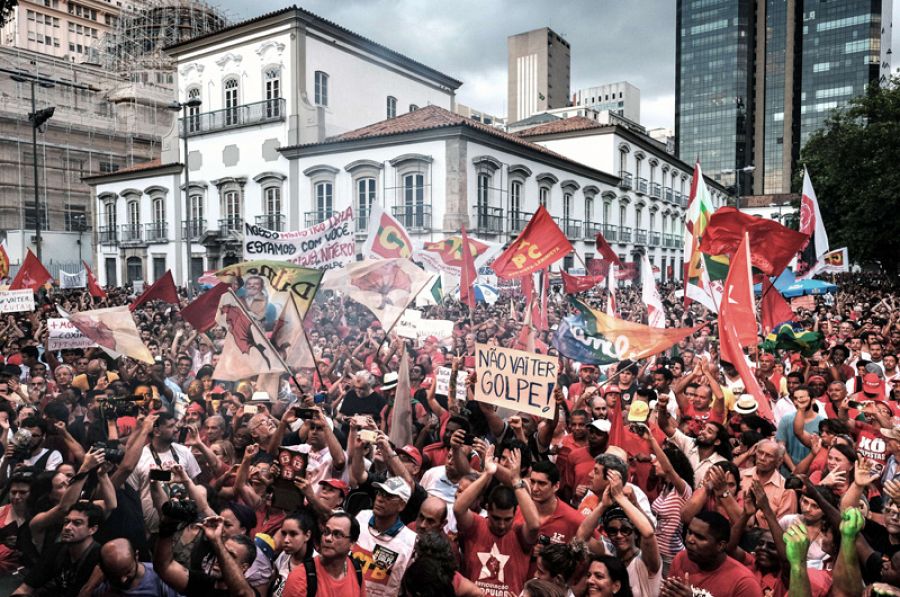 Manifestación celebrada en Sao Paulo a favor de Rousseff y Lula