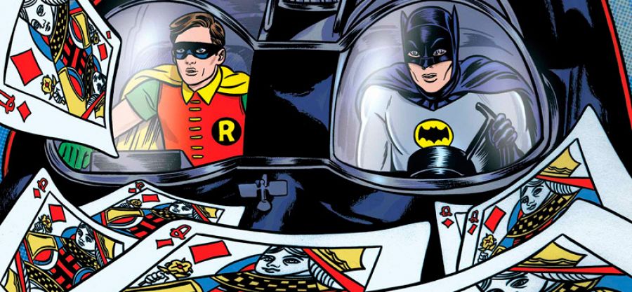 Batman y Robin en el Bat-móvil