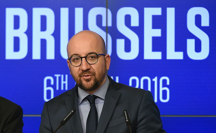 El primer ministro belga, Charles Michel, durante su comparecencia en Bruselas