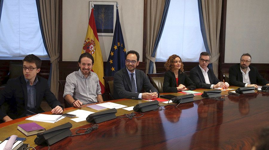 Reunión PSOE, Podemos y Ciudadanos
