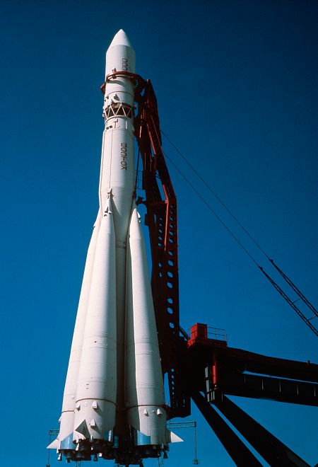 Imagen del cohete Vostok, que transportó a Yuri Gagarin.