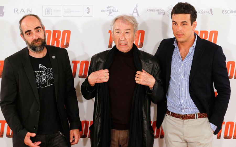 Luis Tosar, José Sacristán y Mario Casas en la presentación de la pelíucla en Madrid