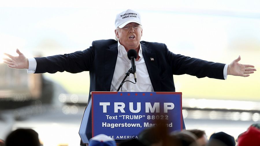 El candidato a la nominación republicana Donald Trump en un mitin en Maryland