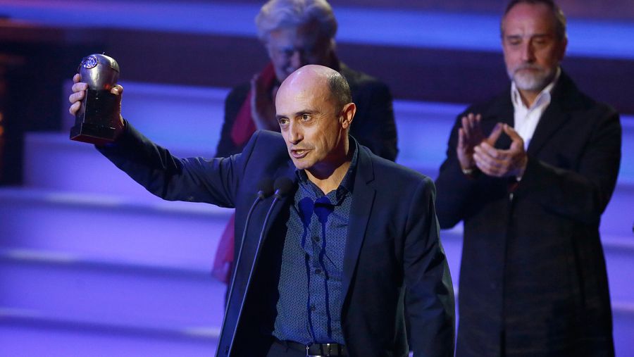 El actor Pepe Viyuela, tras recibir el galardón como mejor actor por Rinoceronte.