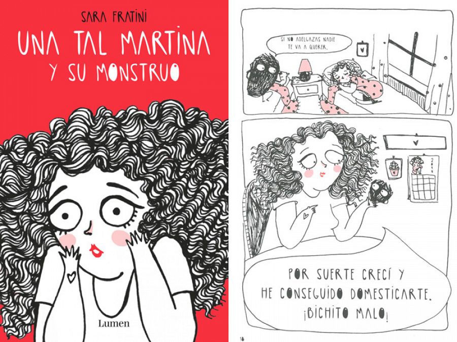 Portada y página de 'Una tal Martina y su monstruo'