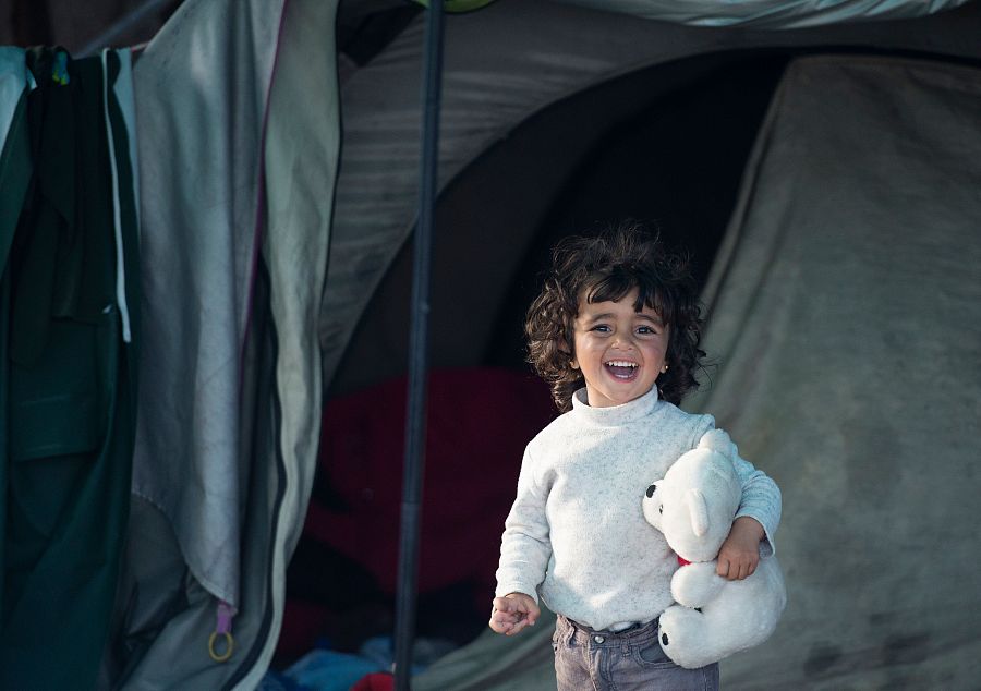 Una niña en el campo de refugiados de Idomeni, en Grecia