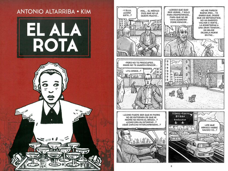 Portada y página de 'El ala rota'