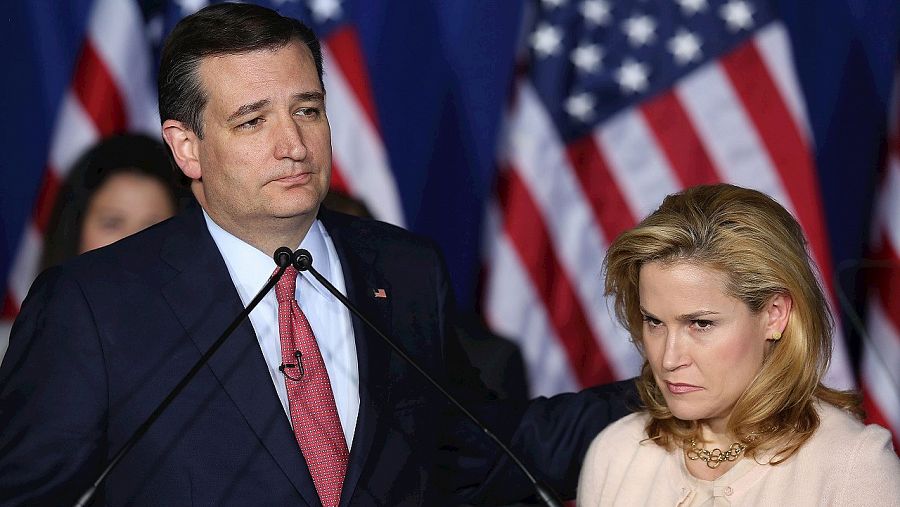 Ted Cruz anuncia su retirada junto a su esposa, Heidi, tras perder en las primarias de Indiana, el 3 de mayo de 2016. Joe Raedle/Getty Images/AFP