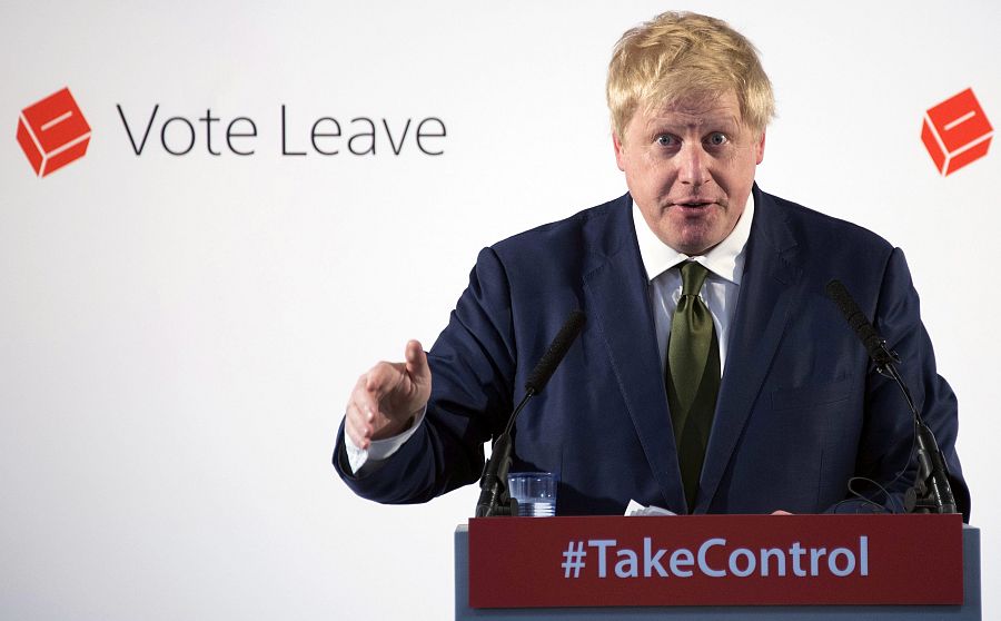 El exalcalde de Londres, Boris Johnson, en su discurso a favor de la salida de Reino Unido de la UE