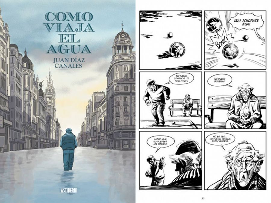 Portada y página de 'Como viaja el agua'