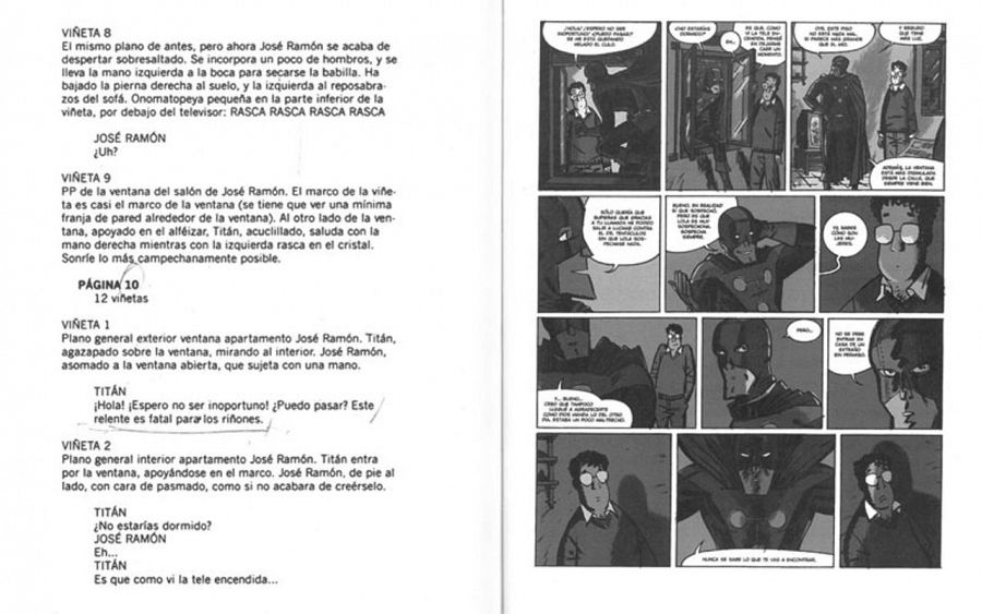 Guión y página final de 'El Vecino 1' (Astiberri), de Santiago García y Pepo Pérez