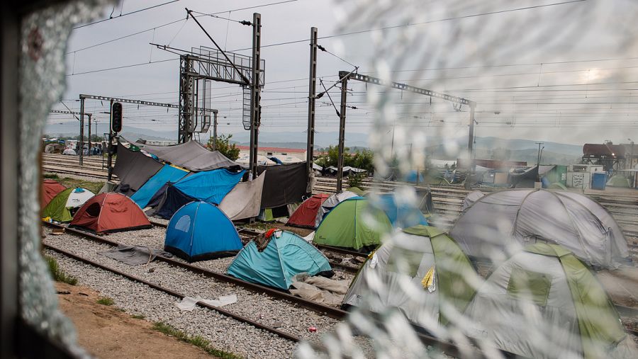 Imagen tomada por el fotoperiodista Ignacio Marín durante el desalojo del campamento de Idomeni en Grecia