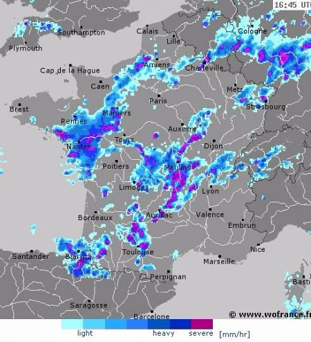 Actividad tormentosa en Francia este sábado