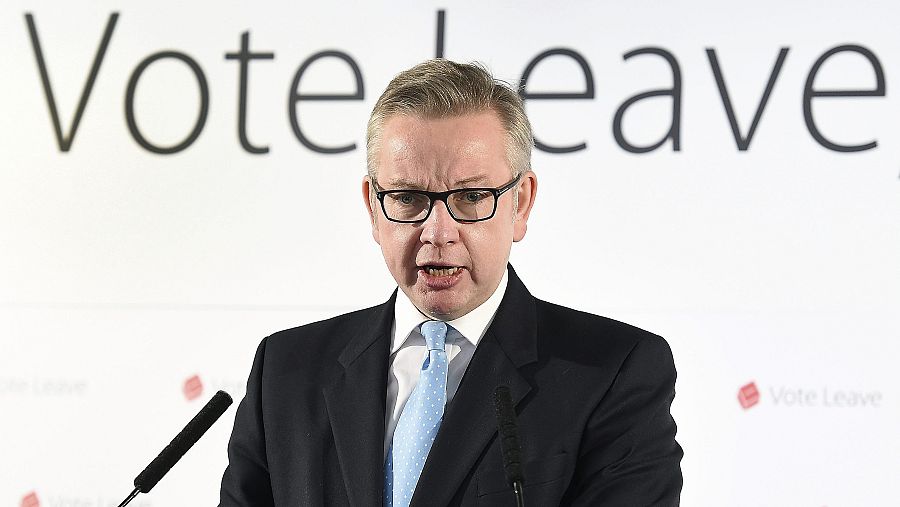 El ministro de Justicia británico, Michael Gove, conocido euroescéptico, en un acto en Londres, el 19 de abril de 2016. EFE/Andy Rain
