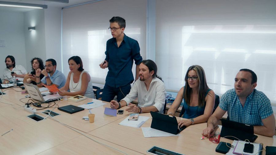Reunión del grupo de Pablo Iglesias durante las Primarias