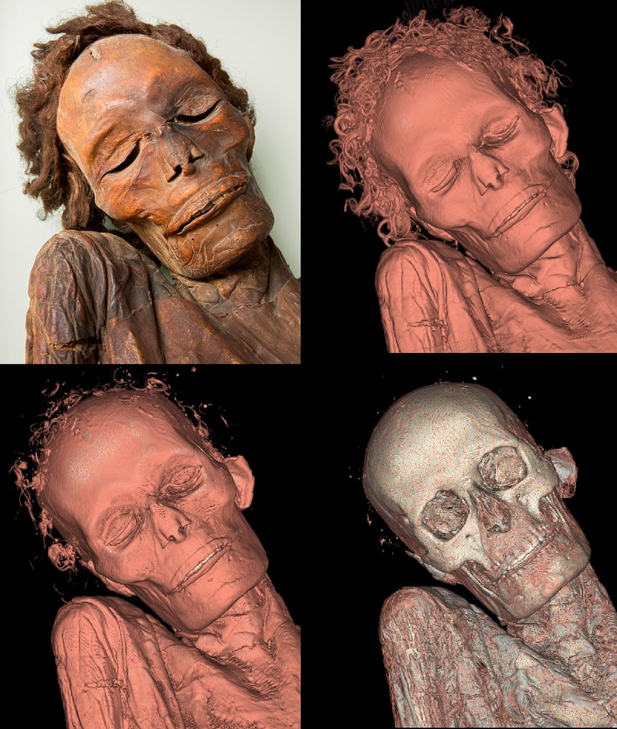 Detalle de la cara de la momia guanche tras el escáner