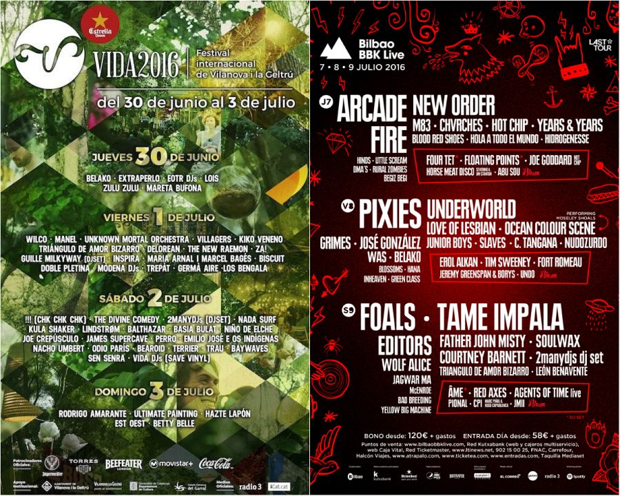 Carteles del VIDA y el BBK, ¿a quién te mueres por ver?