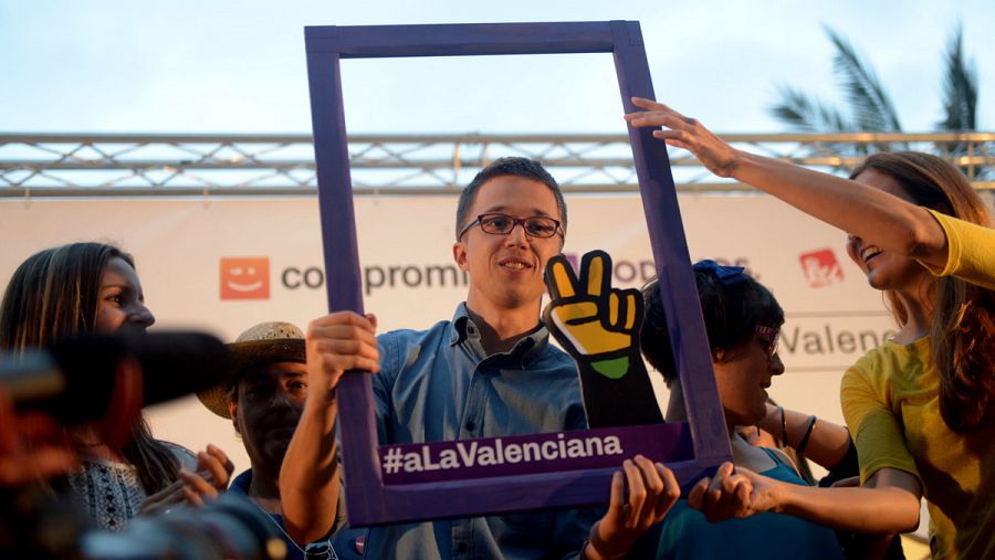 El secretario de Política de Podemos, Íñigo Errejón, en el acto de campaña de Unidos Podemos en Valencia.