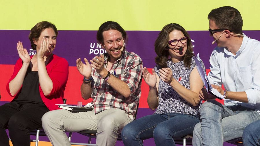 El secretario general de Podemos, Pablo Iglesias, en un mitin en Palma.