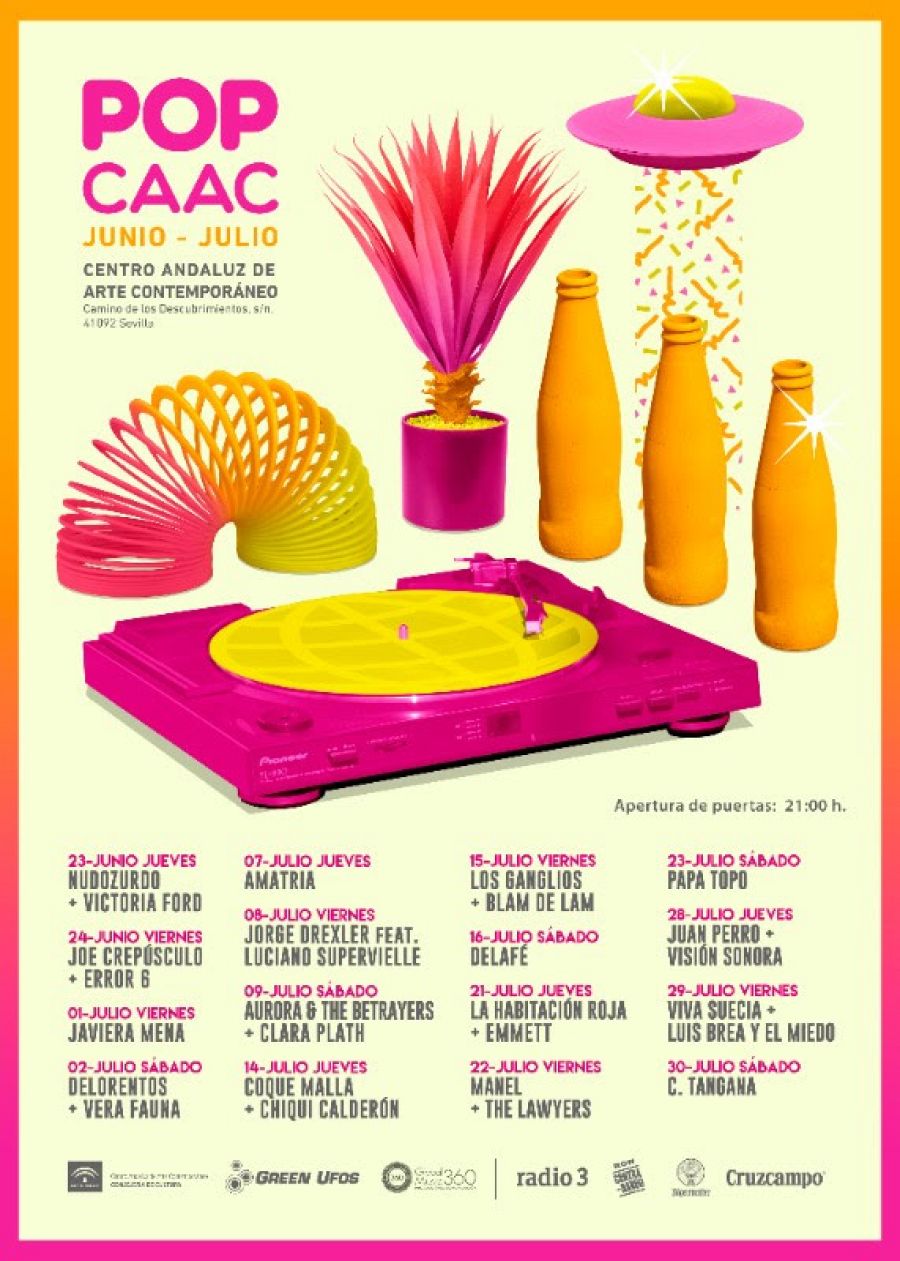 Cartel con la programación de junio y julio en Pop CAAC