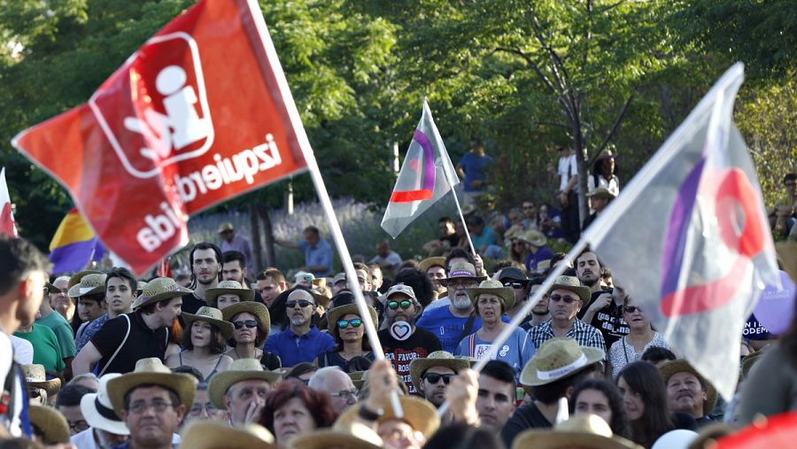 Multitudinario mitin de Unidos Podemos en Madrid Río.