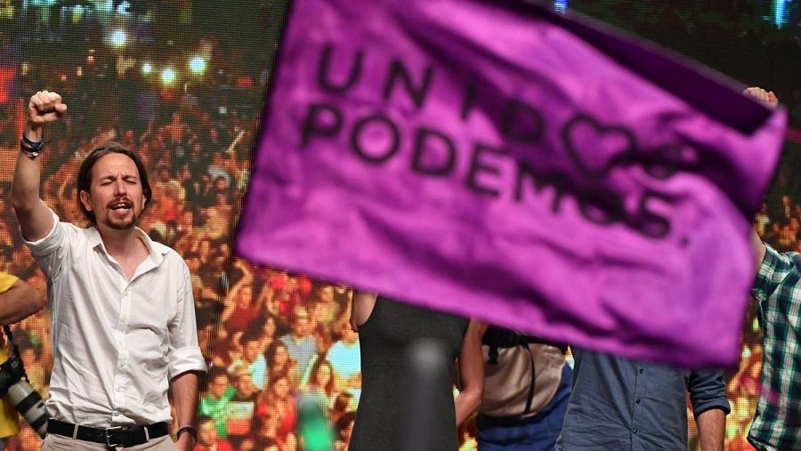 Pablo Iglesias, en la noche electoral tras confirmar el no 'sorpasso'.