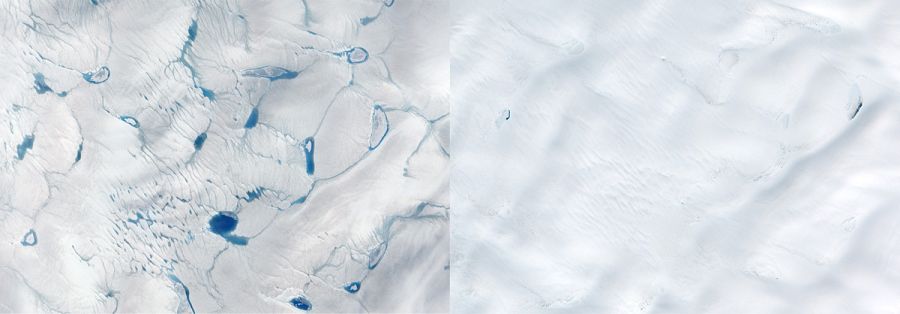 Imagen tomada el 15 de junio de 2016 (a la izquierda) junto a otra del 10 de junio de 2014