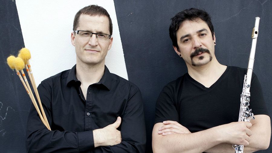 El percusionista Eloy Lurueña y el flautista Julián Elvira
