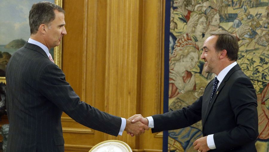El presidente de UPN, Javier Esparza, recibido por el rey en la cuarta ronda de consultas este martes 26 de julio de 2016