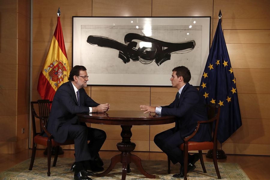 Mariano Rajoy y Albert Rivera, durante su reunión en el Congreso