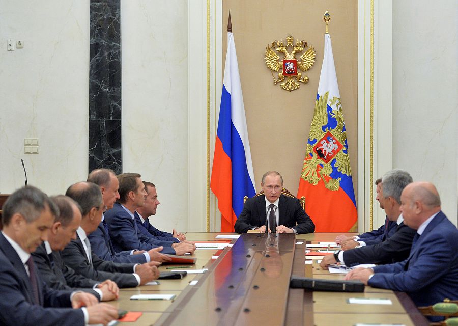 El presidente de Rusia, Vladímir Putin, reunido con el Consejo de Seguridad ruso