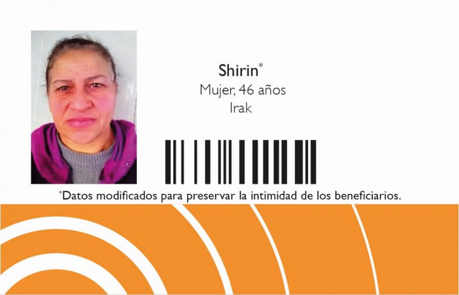 Replica del carné de refugiada de Shirin, donde se guardan todos sus datos y los de su familia