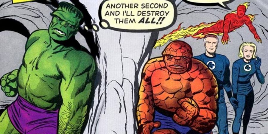 Fragmento de la portada del Nº 12 de 'Los Cuatro Fantásticos', en el que conocen a Hulk