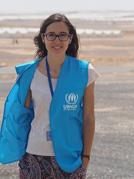 Olga Sarrado en el campamento de refugiados de Azraq, en Jordania.